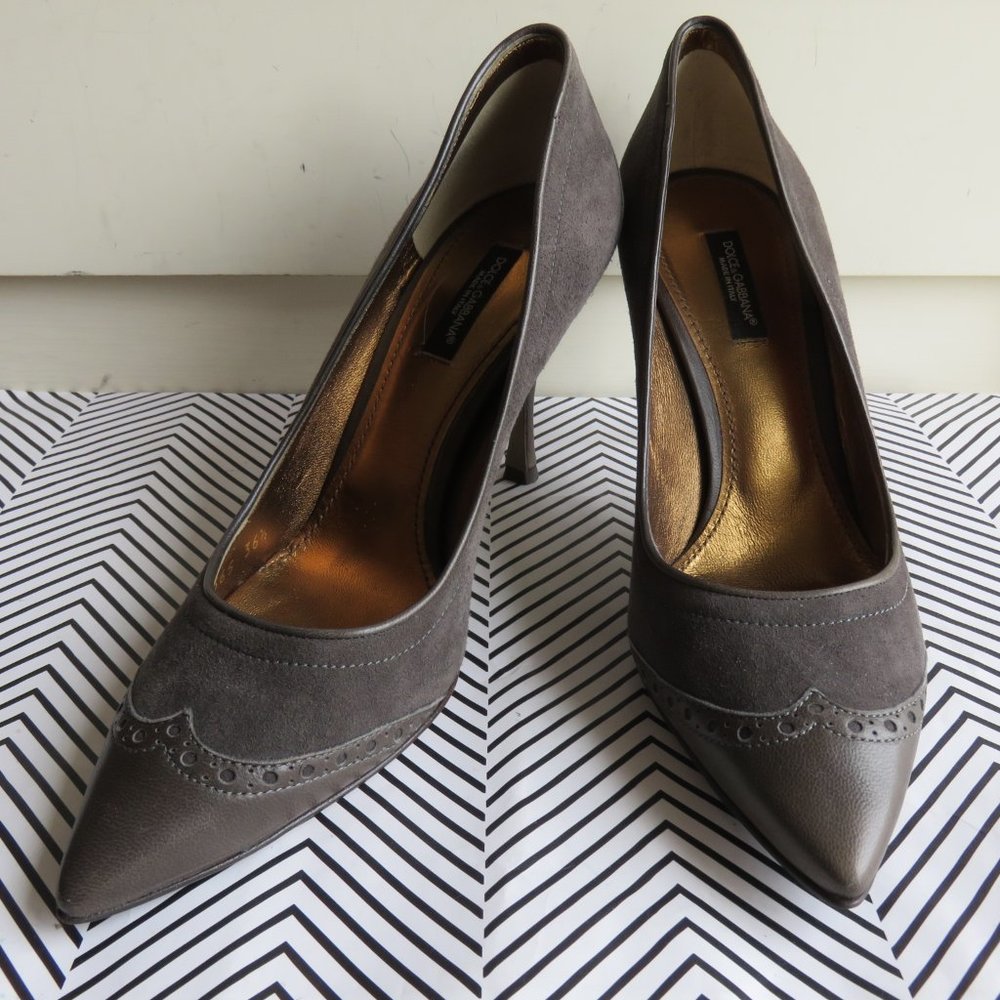 Dolce & Gabbana 6.5 Pumps Gray Leather Suede Italy